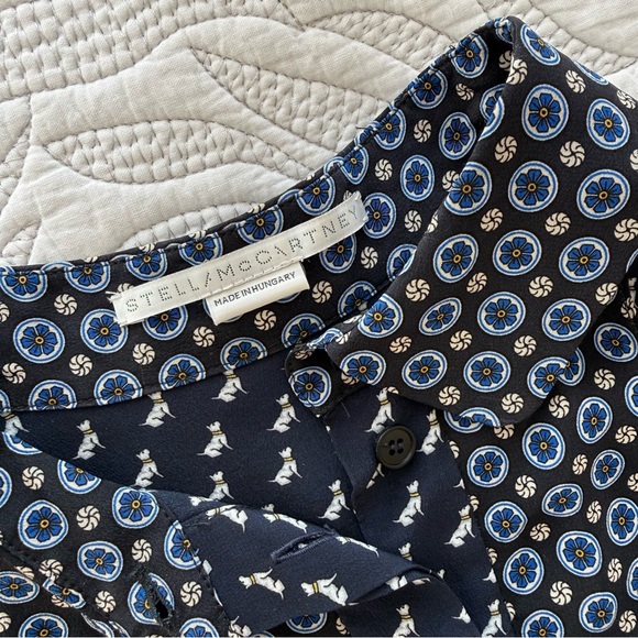 Stella McCartney - Dog-Print Silk Blouse - Navy - Picture 4 of 11